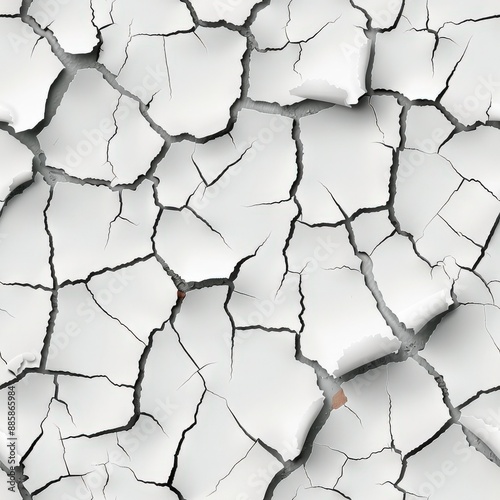 Close-up of cracked white earth surface, representing drought, dryness, and natural texture. Ideal for backgrounds and environmental themes.