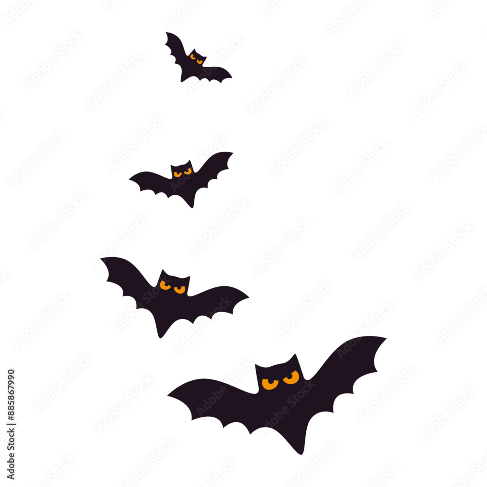 Fototapeta premium Hand drawn bat silhouettes collection for halloween celebration