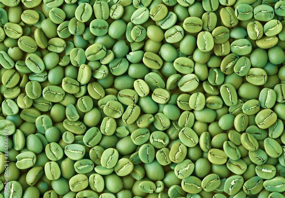Seamless Pattern Green Coffee Beans Background Seamless Pattern Green Coffee Beans Background