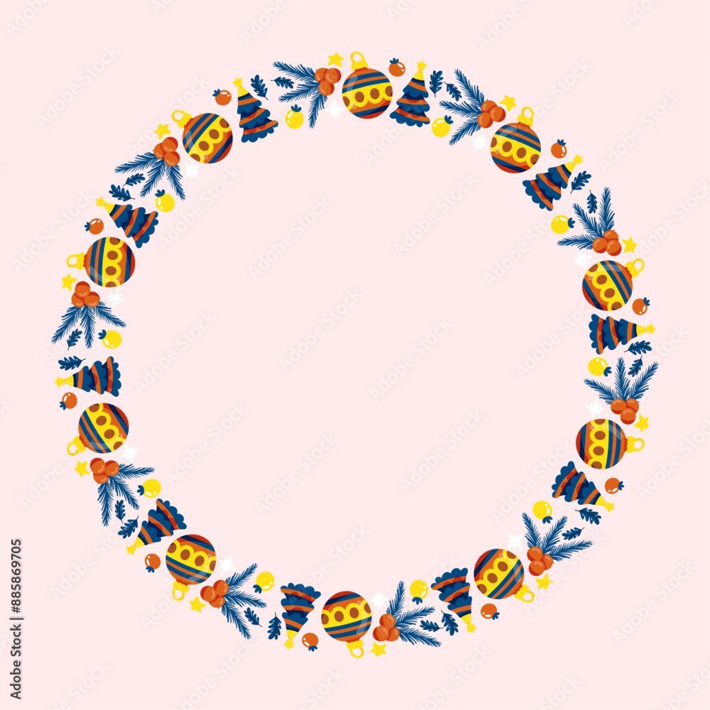 Obraz premium frame template for christmas season celebration, christmas wreath concept