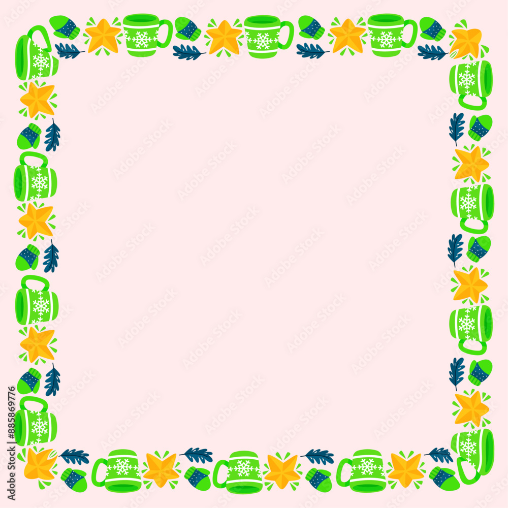 Obraz premium frame template for christmas season celebration, christmas wreath concept
