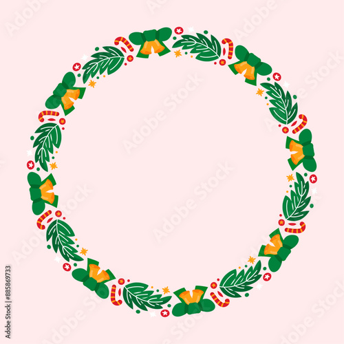 frame template for christmas season celebration, christmas wreath concept