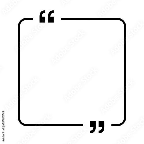 Simple quote text box frame with quotation marks isolated on a transparent background