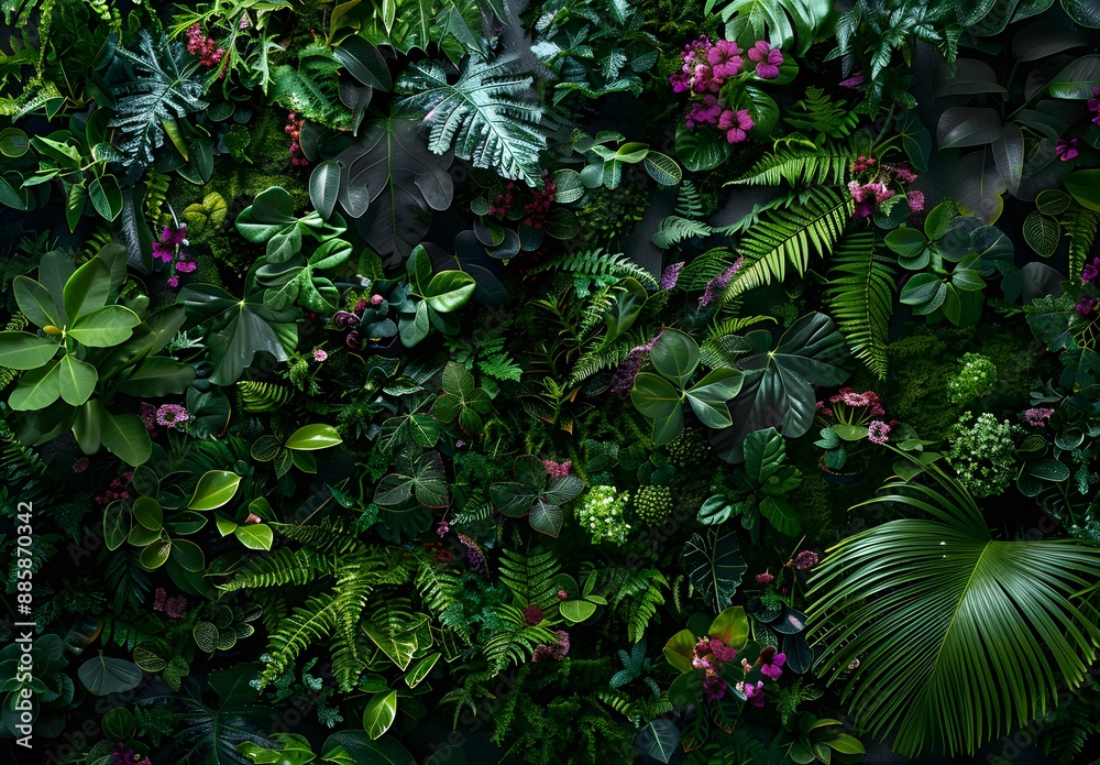 Lush Green Tropical Foliage Wall Lush Green Tropical Foliage Wall