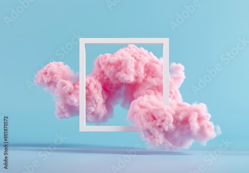 Pink Cloud Minimalist 3D Frame Background