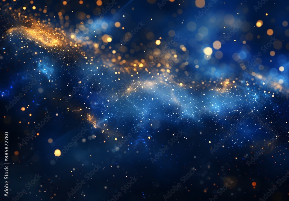 Obraz premium Abstract Blue And Gold Glitter Lights Background