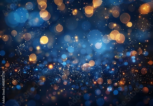 Abstract Blue & Gold Glitter Lights Background