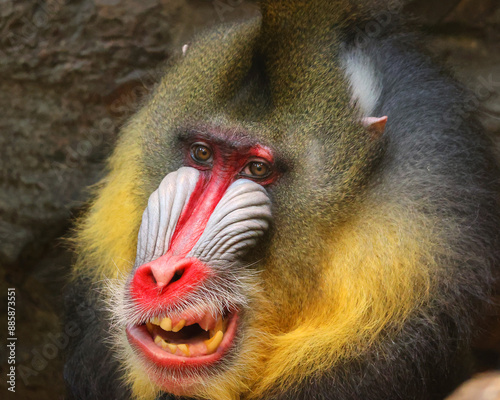 The mandrill (Mandrillus sphinx) is a primate of the Old World monkey (Cercopithecidae) family. photo