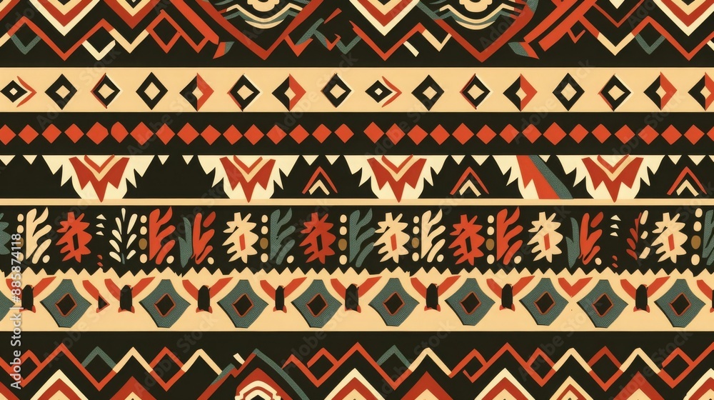 Ethnic pattern, seamless, earthy tones, handdrawn tribal motifs, digital art, rustic and authentic design, detailed and intricate, cultural heritage Ethnic pattern, seamless, earthy tones, handdrawn tribal motifs, digital art, rustic and authentic design, detailed and intricate, cultural heritage