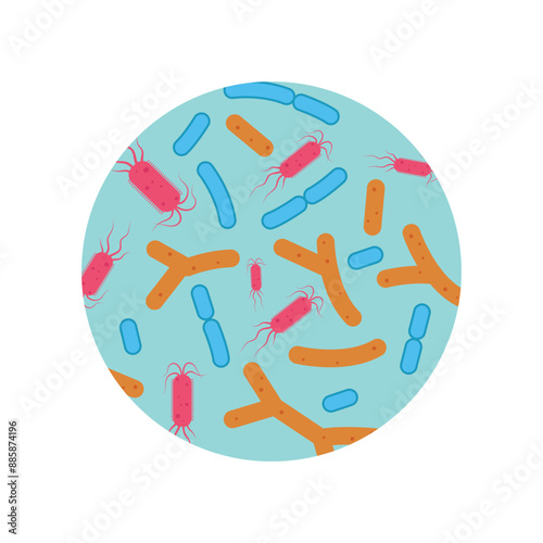 Concept of probiotics in round shape. good bacterial vector illustration