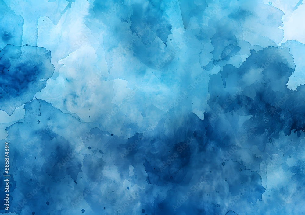 Abstract Blue Watercolor Grunge Texture Background