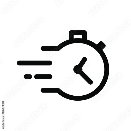 Fast time outline icon vector isolated on white background. Quick time simple icon