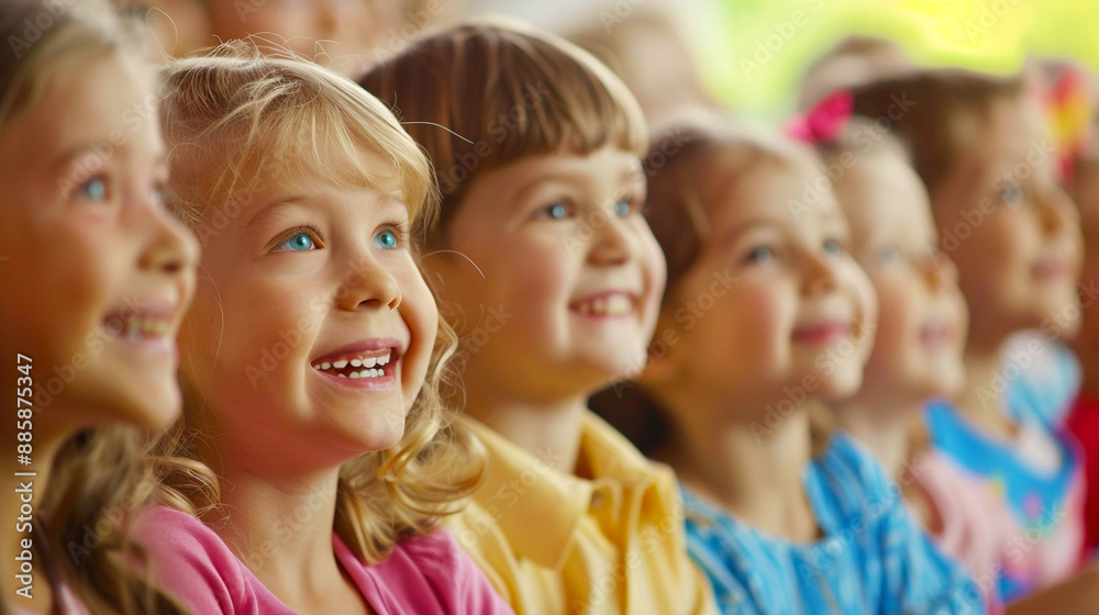 Fototapeta premium Motivated primary school children attending a school class..