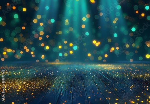 Abstract Glitter Background with Golden Lights