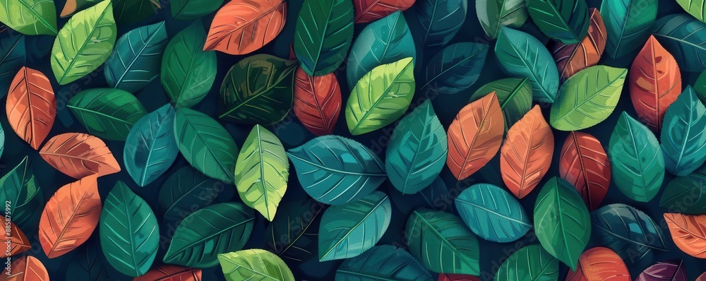 Leaf texture, botanical pattern, flat design illustration Leaf texture, botanical pattern, flat design illustration