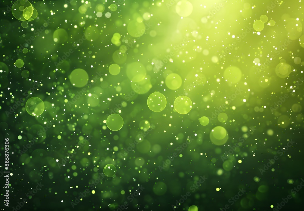 Abstract Green Background with Bokeh Lights and Sparkle