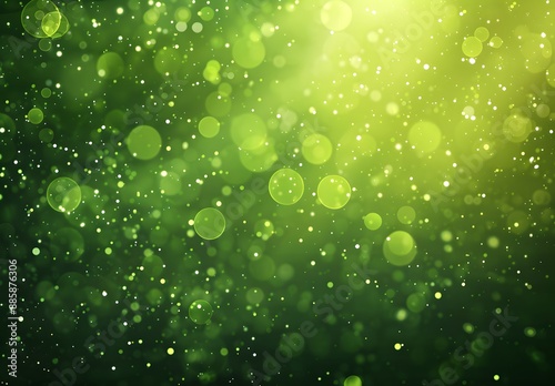Abstract Green Background with Bokeh Lights and Sparkle