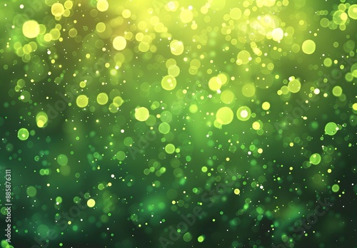 Abstract Green Background with Bokeh Lights and Sparkles