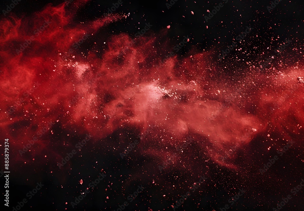 Naklejka premium Abstract Red Powder Explosion on Black Background