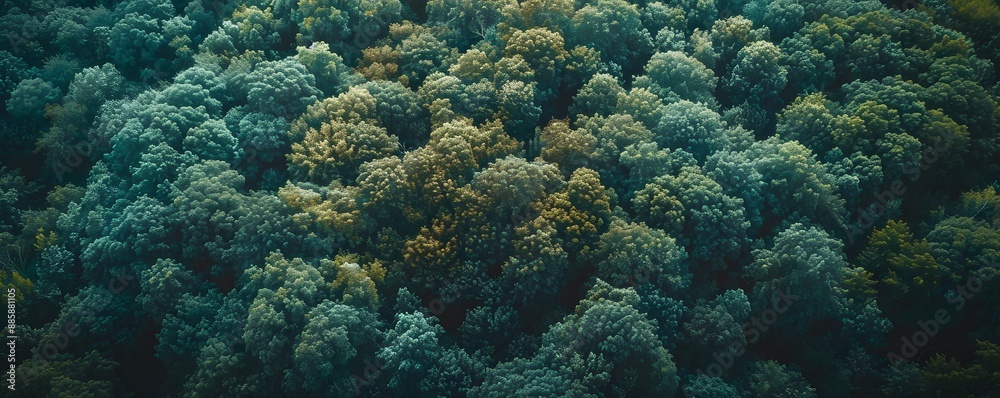 Fototapeta premium Aerial View of Lush Green Forest Canopy