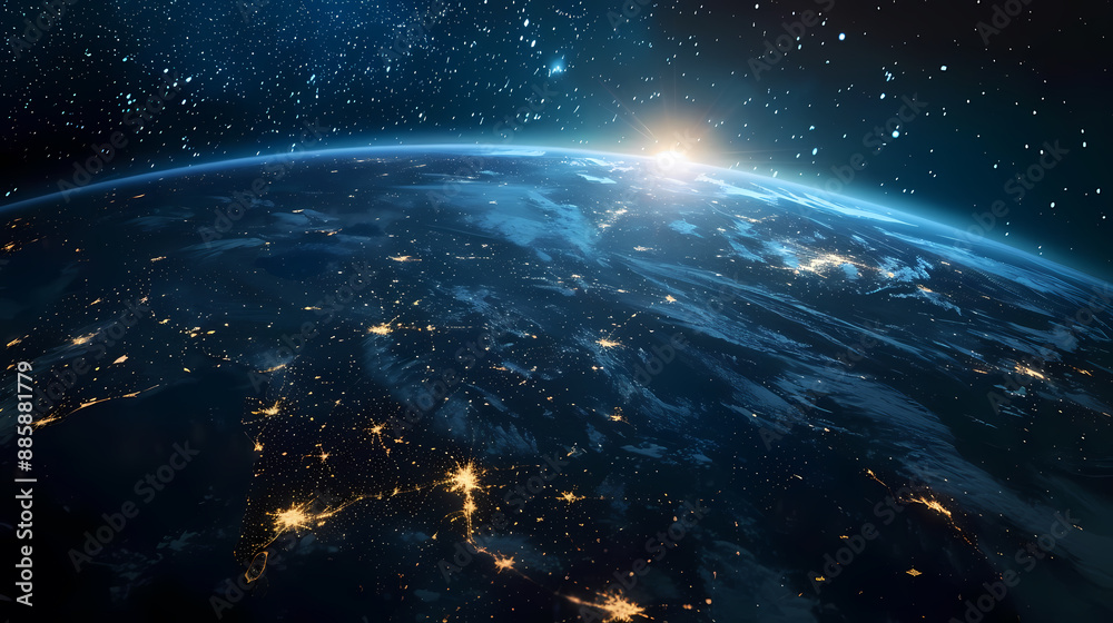 Obraz premium Wide angle shot of Earth from space