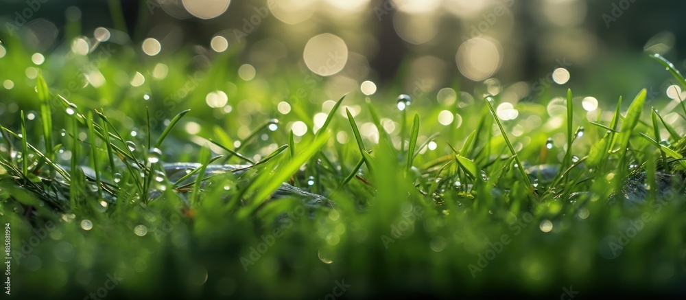 Morning Dew on Lush Green Grass Morning Dew on Lush Green Grass