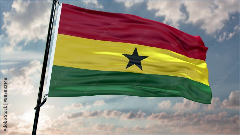 Ghana flag background realistic waving in the wind 4K