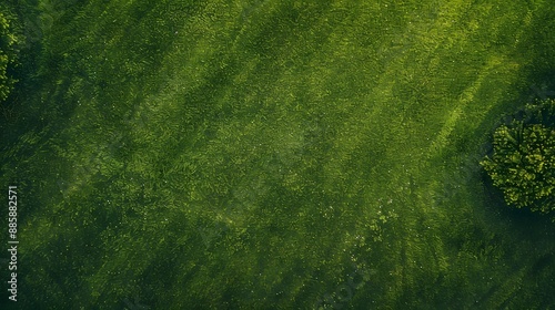 Fototapeta Naklejka Na Ścianę i Meble -  Aerial View Green Grass Field Texture Background