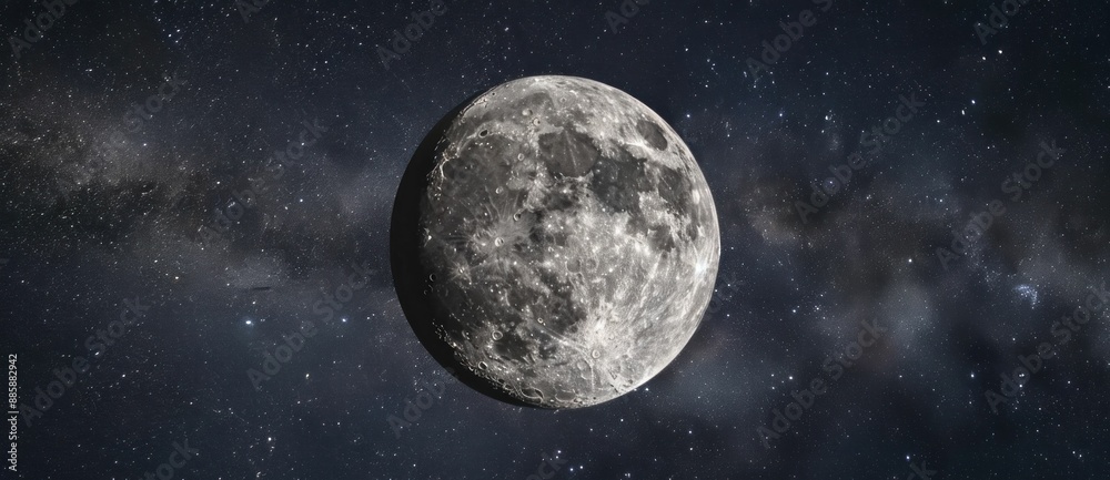 Fototapeta premium Night sky with moon, stars, and celestial objects in background a stunning travel destination for stargazers