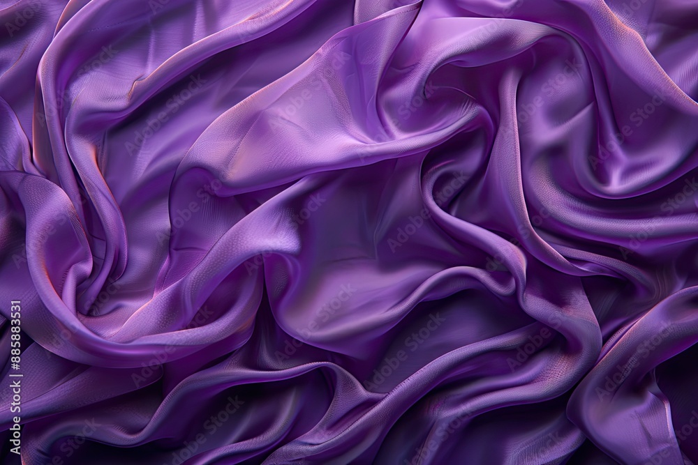 Fototapeta premium A purple fabric with a pattern of swirls and lines. The fabric is purple and has a soft, flowing texture
