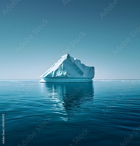 Majestic Iceberg Floating in Ocean