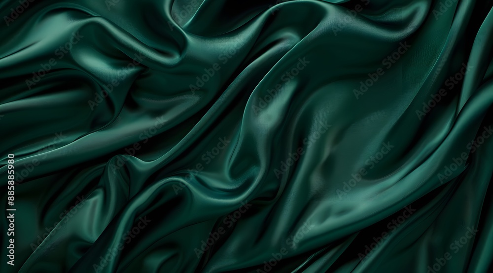 Elegant Dark Green Silk Satin Fabric Texture Elegant Dark Green Silk Satin Fabric Texture