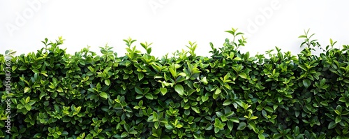  Lush Green Hedge Isolated on White Background