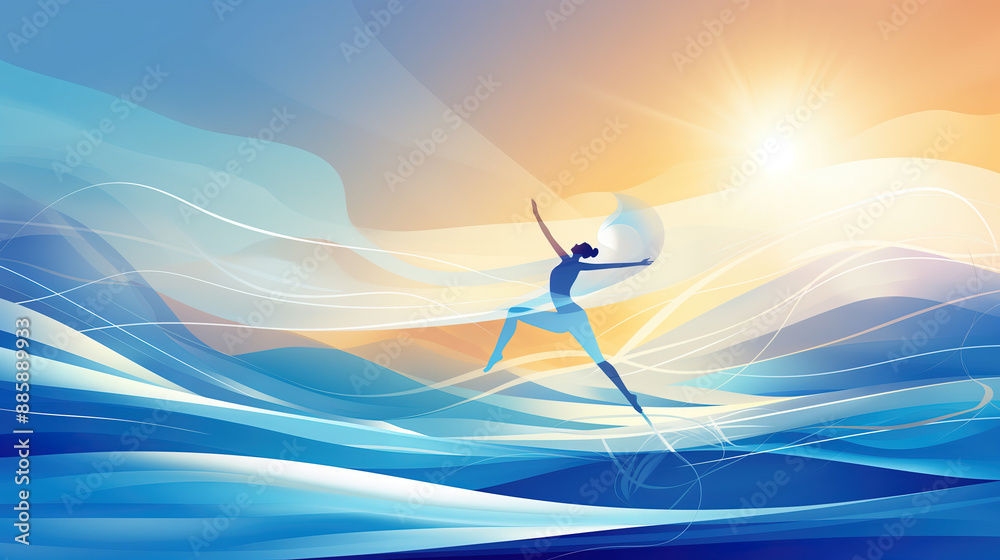 Fototapeta premium A gymnast is in action with abstract background