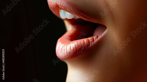 Close-Up of Open Mouth Speaking.