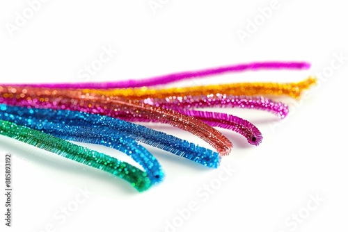 Glitter pipe cleaners, isolated on white