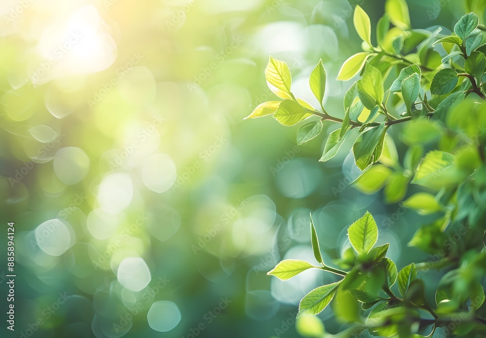 Green Bokeh Background with Sunlight and Leaves Green Bokeh Background with Sunlight and Leaves