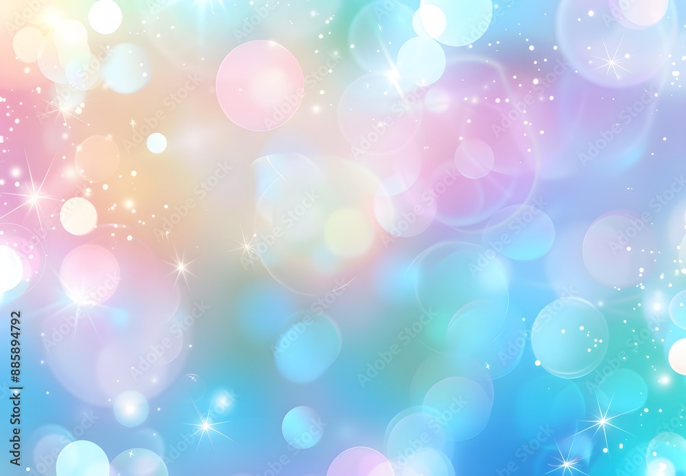 Obraz premium Abstract Pastel Blue Bokeh Background with Rainbow Lens Flare
