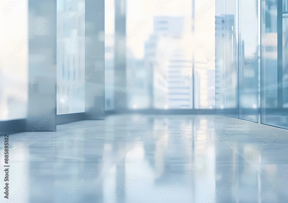 Blurred Modern Office Interior with City View Blurred Modern Office Interior with City View