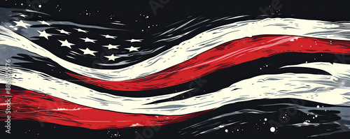 Wallpaper Mural A red, white and blue American flag with stars. The flag is painted in a way that it looks like it is in motion Torontodigital.ca