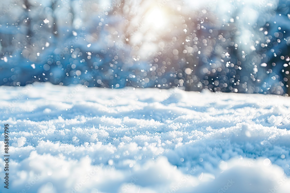 Naklejka premium Freshly fallen snow on the ground. Perfect for winter-themed projects and designs.