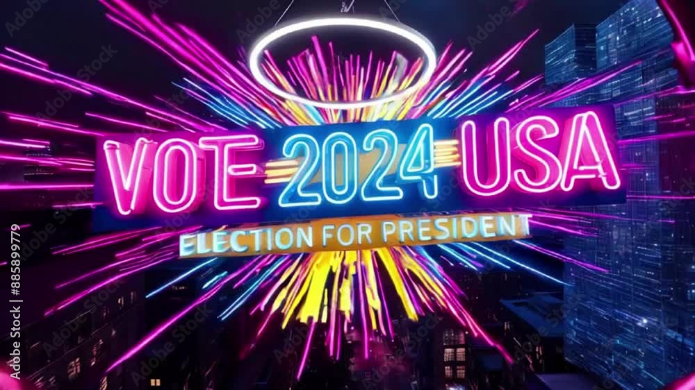 Neon lights VOTE 2024 - USA election for president. Neon lights VOTE 2024 - USA election for president.