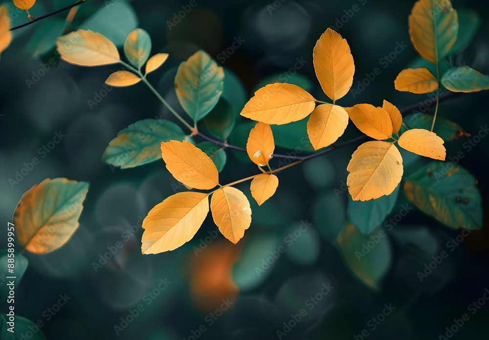 Autumn Leaves Branch Macro Photography Autumn Leaves Branch Macro Photography