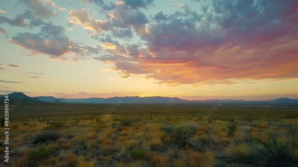 Desert sunset with mountain Desert sunset with mountain