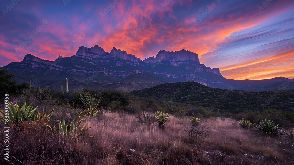 Obraz premium Desert sunset with mountain