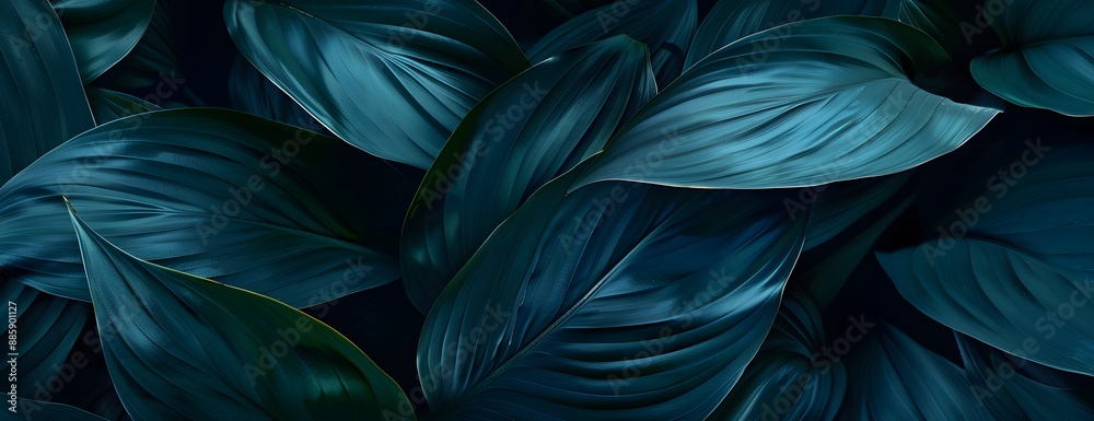 Dark Green Tropical Leaves Background