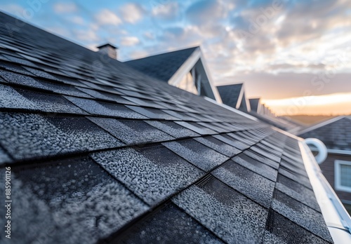 Wallpaper Mural Close Up of Modern Roof Shingles at Sunset Torontodigital.ca