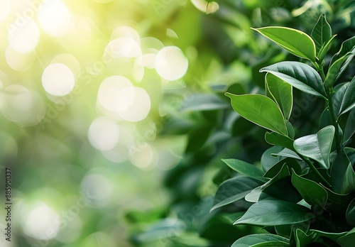 Lush Green Leaves with Blurred Background