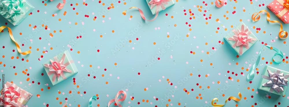 Colorful Birthday Party Background with Gifts Colorful Birthday Party Background with Gifts