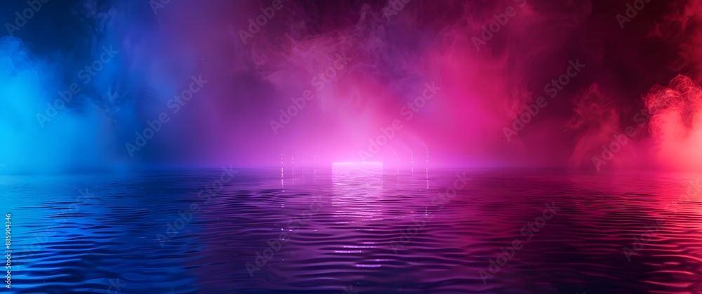 Neon Glow Water Surface Mockup Background